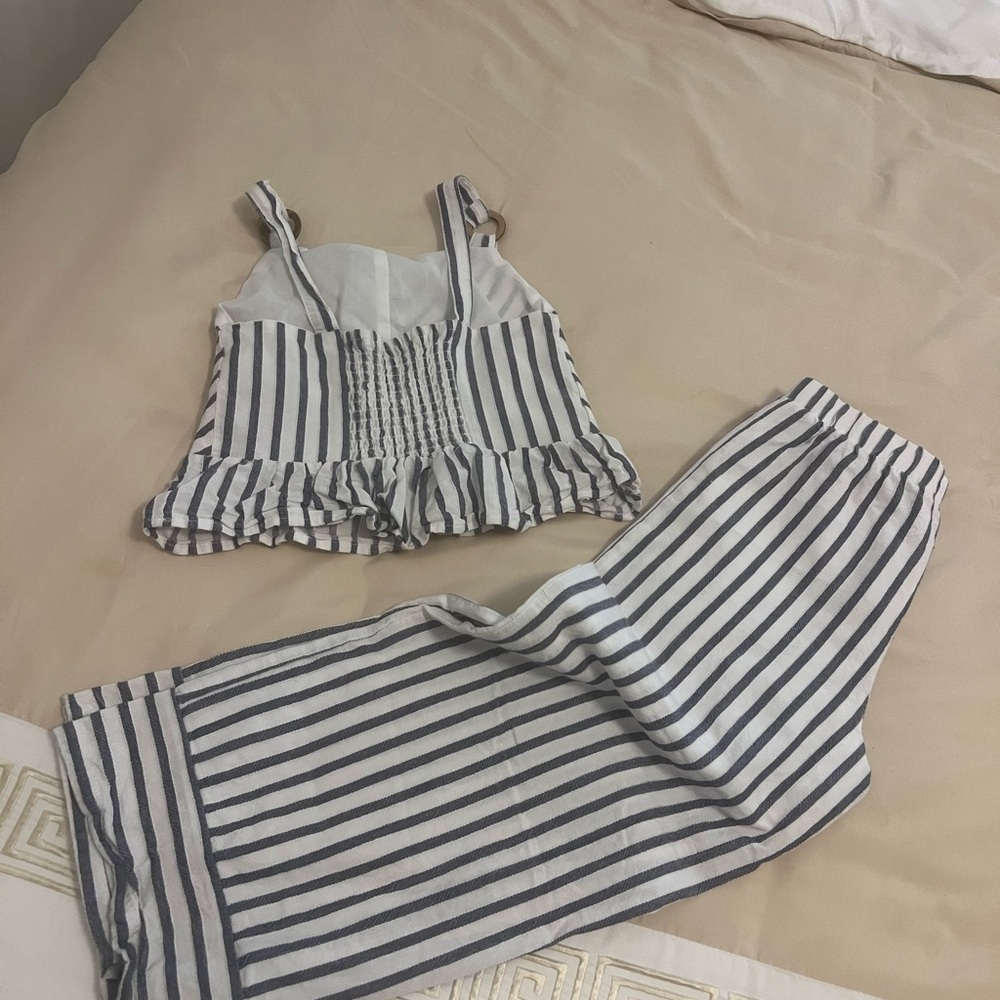 Striped Gray and White Sleepwear Set